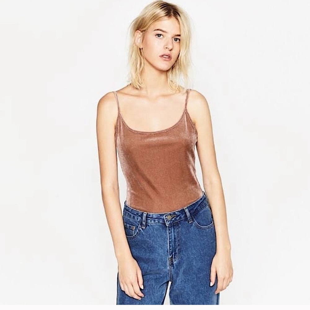 Zara Dusty Rose Velvet Bodysuit 🌹